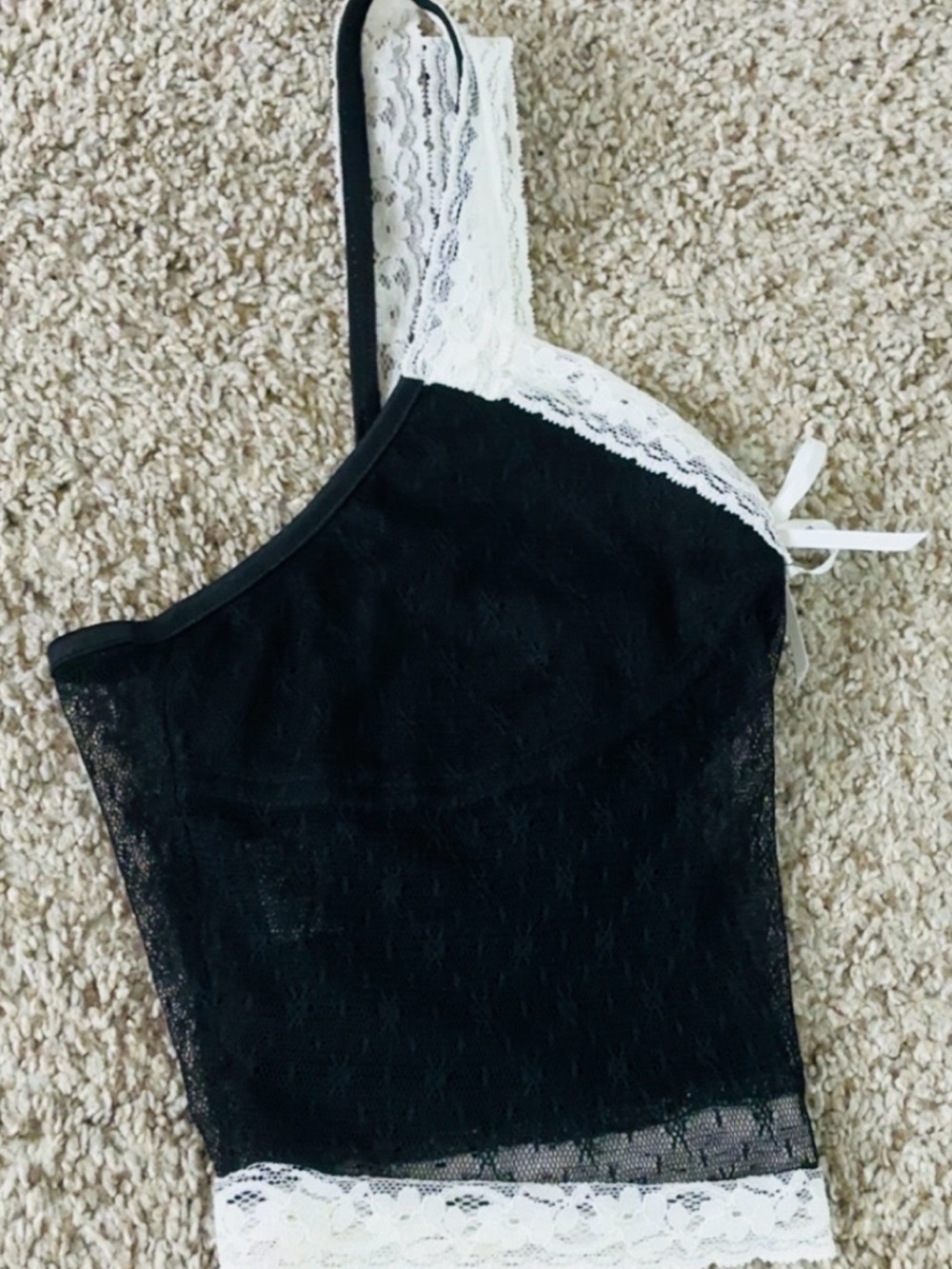 Black and White Lace Camisole Top